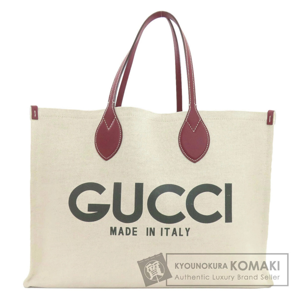 Gucci Printed Tote Bag canvas leather White